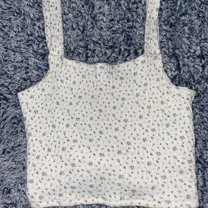 AE White Floral Tank Top